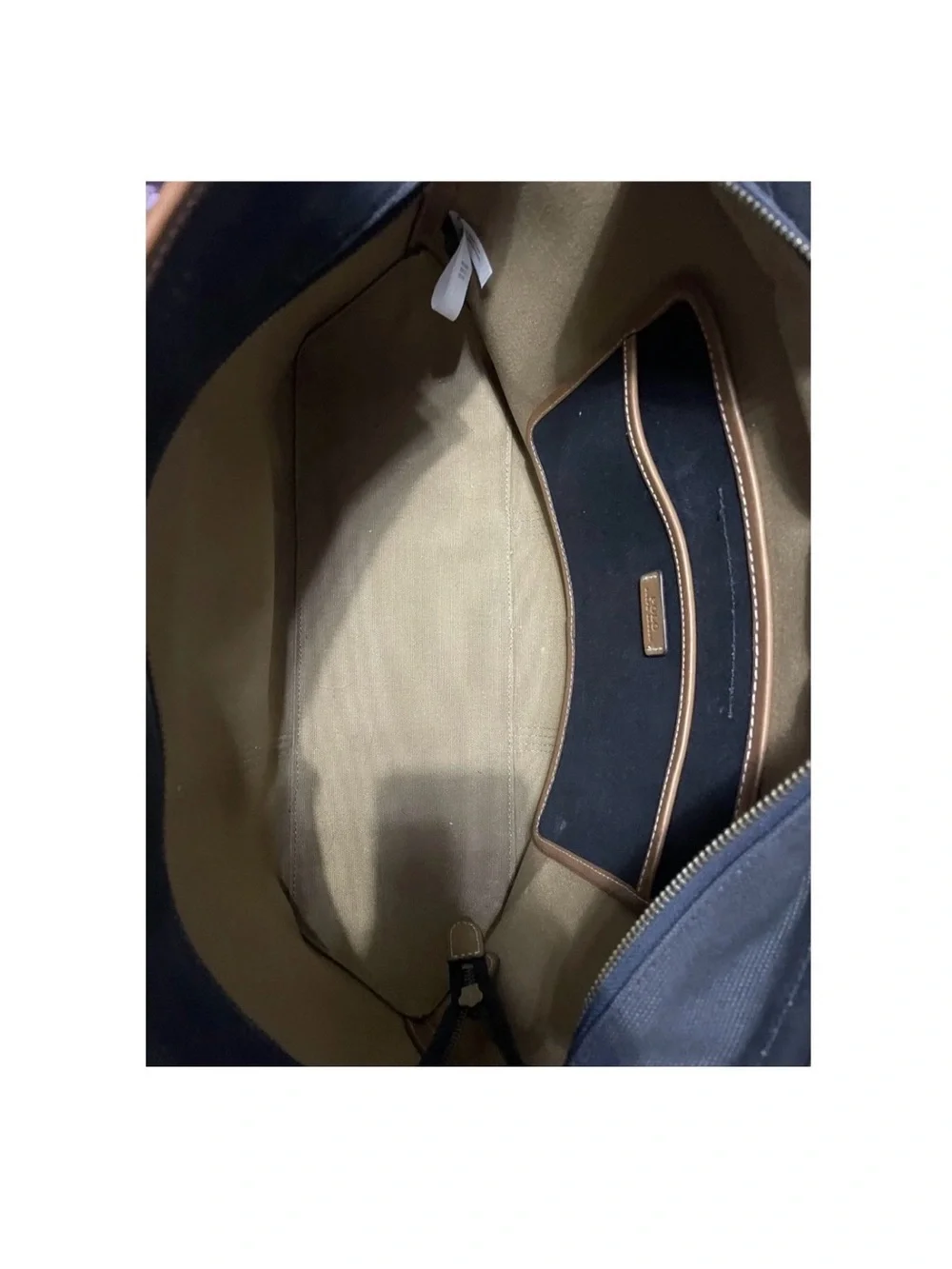 Polo Ralph Lauren Navy Canvas Tote with Brown Leather Straps